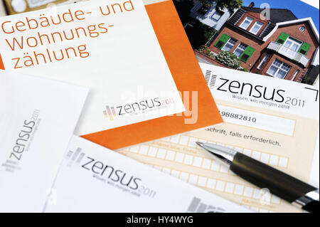 Documents to the Zensus in 2011, building and flat counting, Unterlagen zum Zensus 2011, Gebaeude- und Wohnungszaehlung Stock Photo