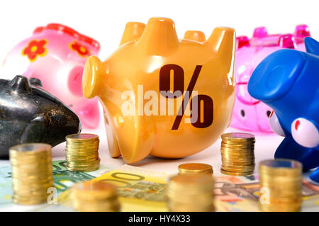 Dead piggy banks, symbolic photo negative interest, Tote Sparschweine, Symbolfoto Negativzinsen Stock Photo