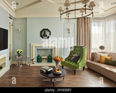 Luxury apartment in a classic style in Moscow; interior design, classic, pastel, living room, room, decor,design, exclusive, lifestyle, rich, Stock Photo