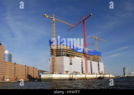 Building site in the Elbphilharmonie and harbour in Hamburg, Germany, Europe, Baustelle an der Elbphilharmonie und Hafen in Hamburg, Deutschland, Euro Stock Photo