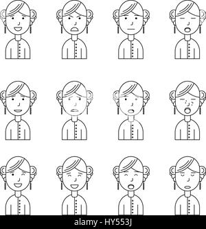 Girl face expressions, set collection Stock Vector