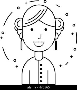 Smiling girl character, minimalism cartoon flat Stock Vector