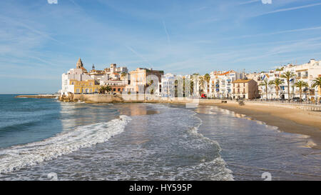 The beautiful town of Sitges, Spain in a sunny spring day Stock Photo