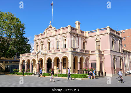 Parramatta Town Hall, in a pedestrianised section of Church Street in the centre of Parramatta. This suburb is often known as the second CBD of Sydney Stock Photo