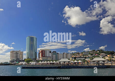 Fort-de-France, with cruise ship dock in foreground, Martinique Stock Photo