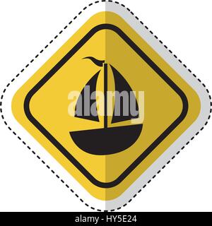 traffic signal with sailboat ship isolated icon vector illustration design Stock Vector
