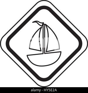 traffic signal with sailboat ship isolated icon vector illustration design Stock Vector