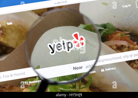 Yelp website under a magnifying glass Yelp is an American multinational corporation which publish crowd-sourced reviews about local businesses.