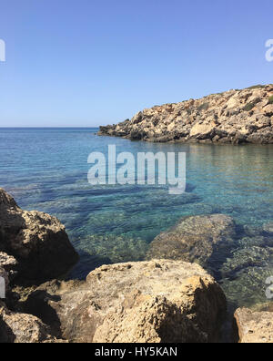 Beautiful bay in Pefkos, Rhodes, Greece Stock Photo