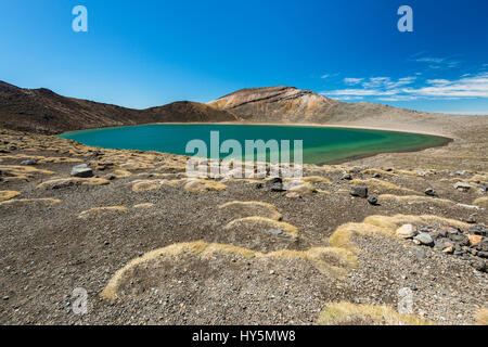 Blue Lake, Crater Lake, Volcanic Landscape, Tongariro Alpine Crossing, Tongariro National Park, North Island, New Zealand Stock Photo