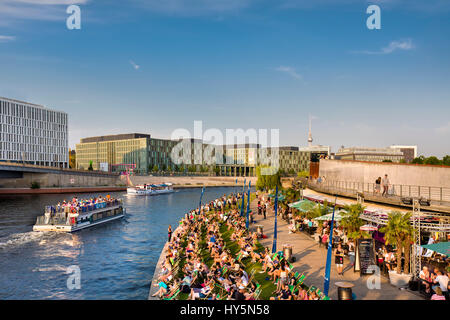 Beach bar, Capital Beach by the Spree, Berlin-Mitte, Berlin, Germany Stock Photo