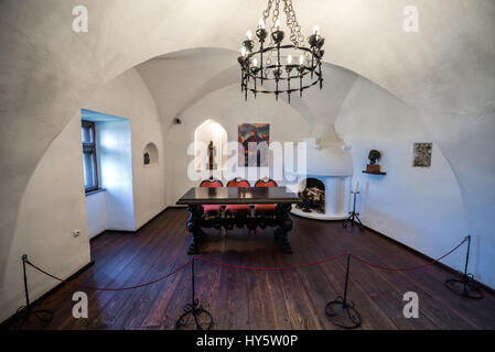 Castellan's room in Bran Castle near Bran, Romania, so called 'Dracula's Castle', home of title character in Bram Stoker's 'Dracula' novel Stock Photo