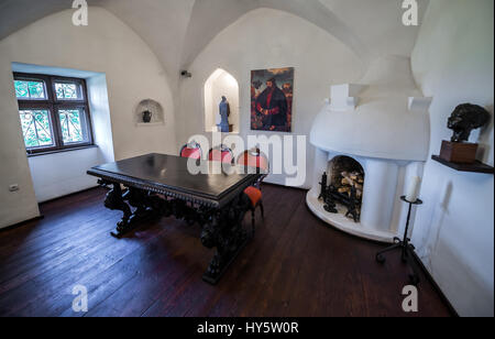 Castellan's room in Bran Castle near Bran, Romania, so called 'Dracula's Castle', home of title character in Bram Stoker's 'Dracula' novel Stock Photo