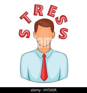 Word stress near man head icon, cartoon style Stock Vector