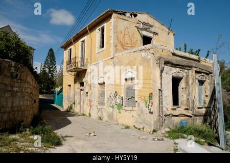 Abandoned house in Paphos old town centre, Republic of Cyprus Stock Photo