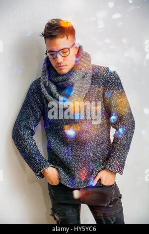 Young stylish man with eyes closed Stock Photo