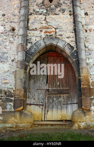 entrance of old abandoned castle in Transylvania Stock Photo