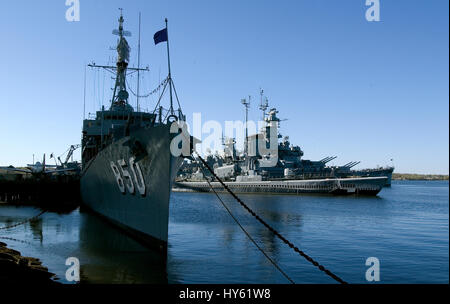 Heritage Park and the Battleship Massachusetts  in Fall River, Massachusetts Stock Photo