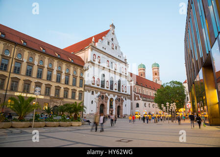 Germany, Bavaria, Munich, Marienplatz, Neuhauser Straße, 19th-century ...