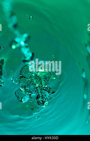 Green water abstract splash. Green clear water bubbles Stock Photo