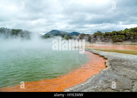 Champagne pool at the Waiotapu Thermal Reserve in New Zealand Stock Photo
