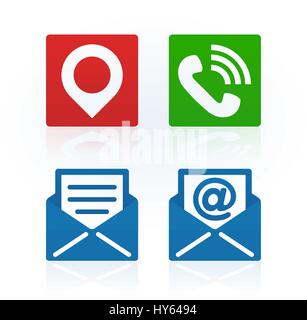 Design of “contact us” symbols on white background for your corporate projects. Vector illustration icons. Stock Vector