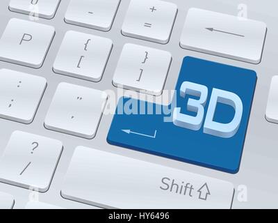 3d text concept design on button of white computer keyboard for your corporate projects. Vector illustration background. Stock Vector