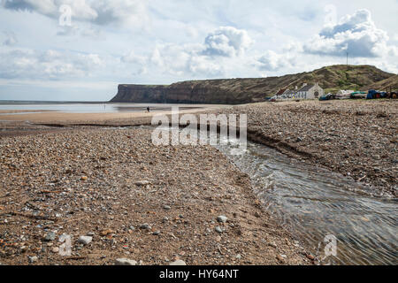 The beach area and Huntcliff at Saltburn,England,UK Stock Photo