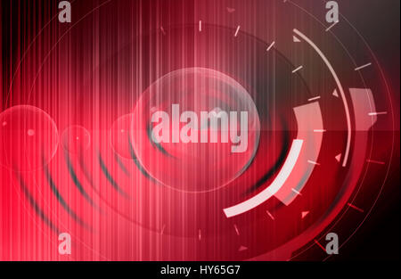 Abstract Digital virtual high-tech background with bright red colors and special effects. Stock Photo