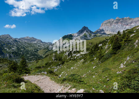 Karst landscape, Steinernes Meer and Rote Wand, Lechquellen Mountains, Vorarlberg, Austria Stock Photo