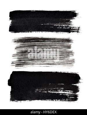 Set of black brush strokes isolated on the white background. Elements for your design and space for text Stock Photo