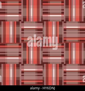 Abstract geometric red seamless pattern. Square stripe texture Stock Vector