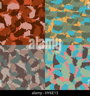 Set of USA shape camo seamless pattern. Colorful America urban camouflage. Vector fabric textile print design Stock Vector