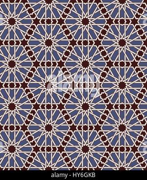 Seamless islamic Moroccan pattern. Arabic geometric ornament. Muslim texture. Vintage repeating background. Vector blue wallpaper. Oriental design and Ramadan wallpaper Stock Vector