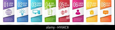 Business infographics cards or labels icons set Stock Vector