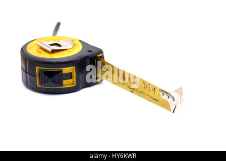 Tools collection - old rusty tape measure on white background Stock Photo
