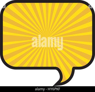 silhouette of rounded rectangle speech in yellow background with sun rays Stock Vector