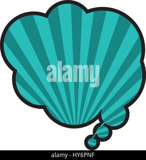 silhouette cloud speech in cyan background with sun rays Stock Vector