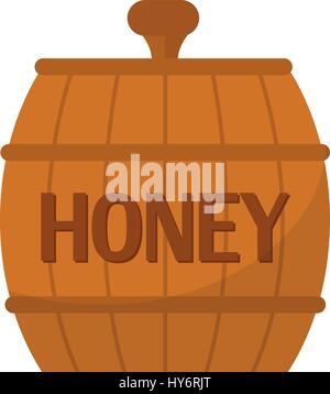 Barrel of honey icon, flat style. Isolated on white background. Vector illustration, clip-art. Stock Vector