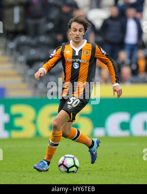 Hull City's Lazar Markovic during the Premier League match at KCOM Stadium, Hull. PRESS ASSOCIATION Photo. Picture date: Saturday April 1, 2017. See PA story SOCCER Hull. Photo credit should read: Richard Sellers/PA Wire. RESTRICTIONS: EDITORIAL USE ONLY No use with unauthorised audio, video, data, fixture lists, club/league logos or 'live' services. Online in-match use limited to 75 images, no video emulation. No use in betting, games or single club/league/player publications. Stock Photo