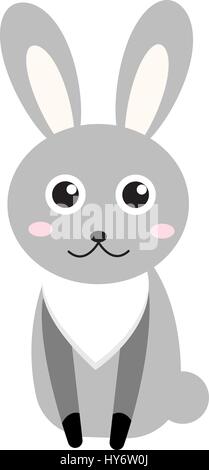 Cute bunny icon, flat style.Rabbit isolated on white background. Vector illustration, clip-art. Stock Vector