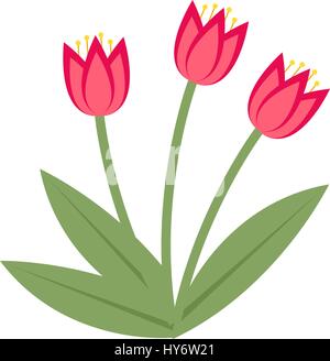 Bouquet of pink tulips icon, flat style. Isolated on white background. Vector illustration, clip-art. Stock Vector