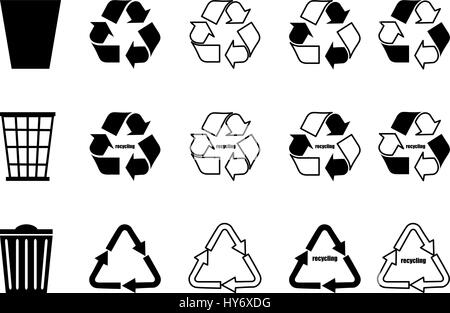 trash can, recycle icon, recycling set, Stock Vector