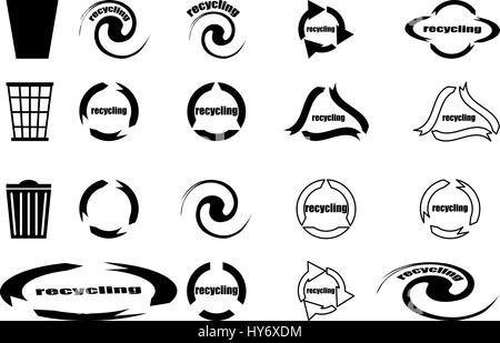 trash can, recycle icon, recycling set, Stock Vector
