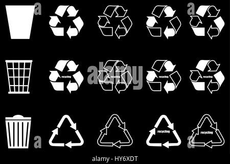 trash can, recycle icon, recycling set, Stock Vector