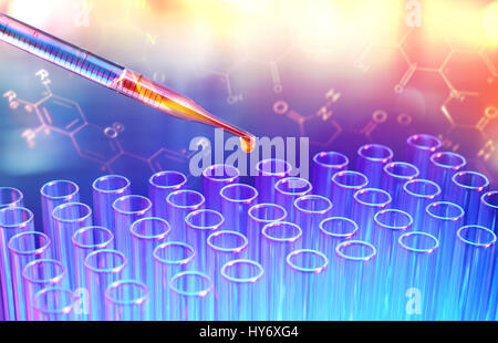 Pipette Dropping A Sample Into A Test Tube - Closeup Stock Photo