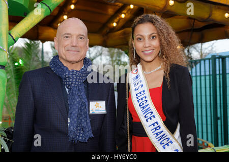 Paris, France. 31th March, 2017. Louis Bodin, Miss Elegance France attend at the Opening evening of the Throne Fair 2017 in paris, France Stock Photo