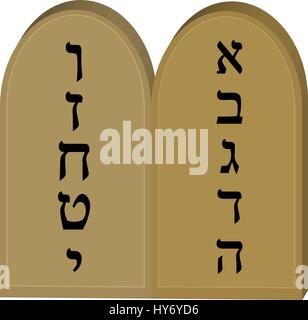 Tablets Jewish from 10 commandments icon, flat, cartoon style. Jewish religious holiday Shavuot, concept. Isolated on white background. Vector illustration, clip-art. Stock Vector