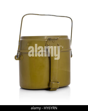 Old military flask isolated on a white background Stock Photo