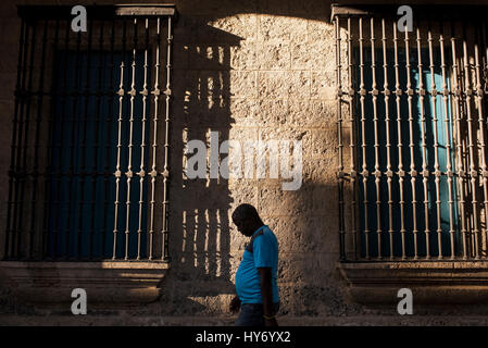 Man walking in Havana Cuba Stock Photo
